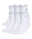 Adidas Cushioned Sock 6pk Quarter Womens WH Adidas Cushioned Sock 6pk Quarter Womens WH