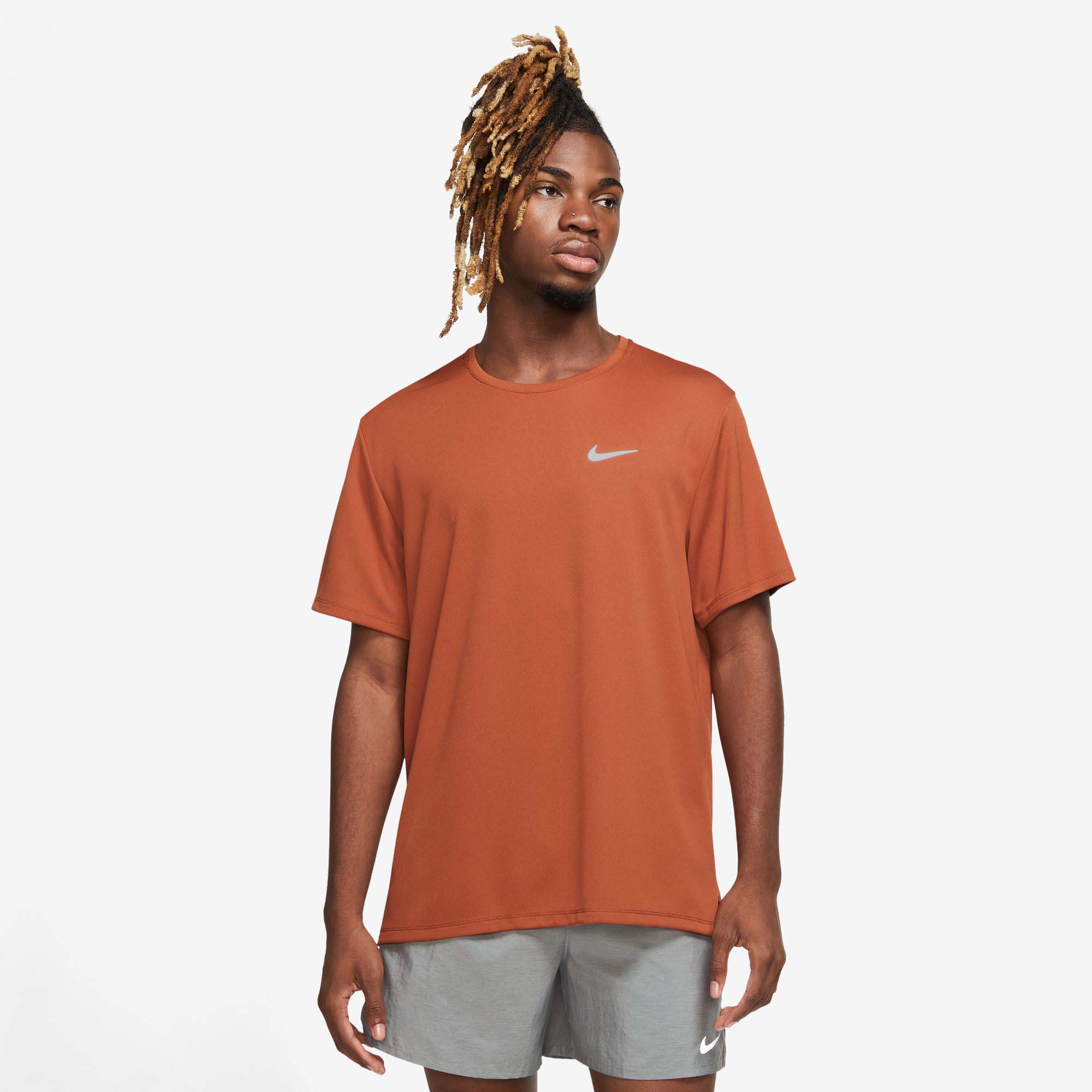mens nike miler t shirt orange